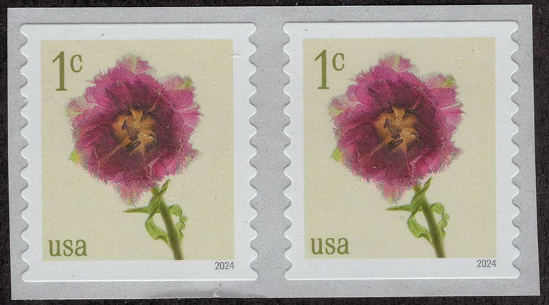 U.S. #5902 Fringed Tulip 1c coil pair