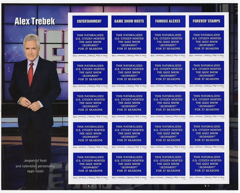 U.S. #5907 Alex Trebek, pane of 20