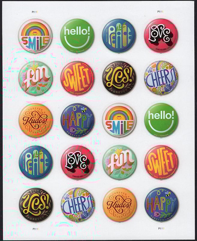 U.S. #5928 Pinback Buttons, Pane of 20