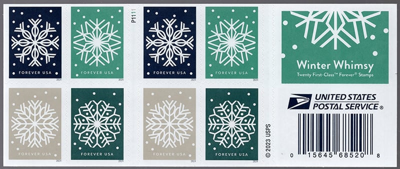 U.S. #5951b Winter Whimsy, Double-sided Booklet of 20