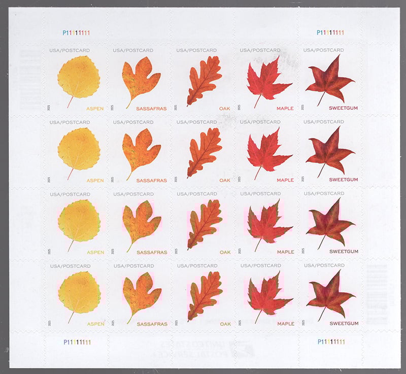 U.S. #5970 Vibrant Leaves, Pane of 20