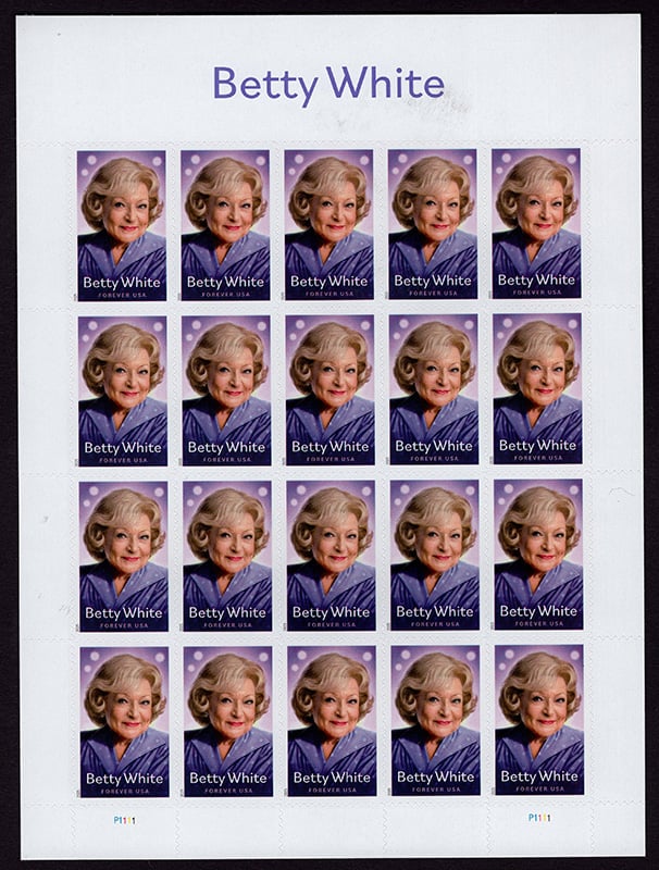 U.S. #5976 Betty White, pane of 20