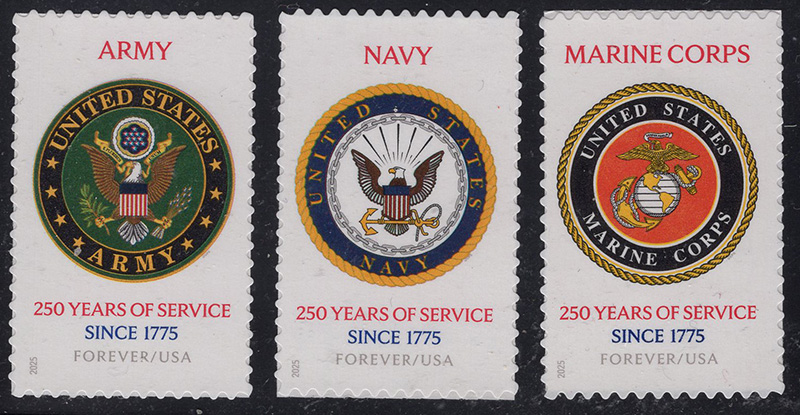 U.S. #6003-6005 250th Anniv. of Army, Navy, Marines