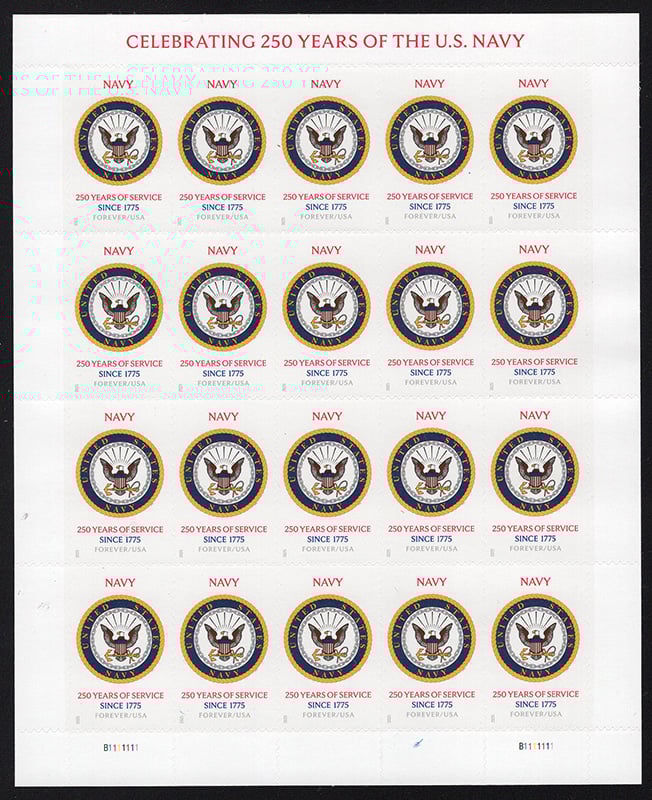 U.S. #6004 U.S. Navy 250th, pane of 20