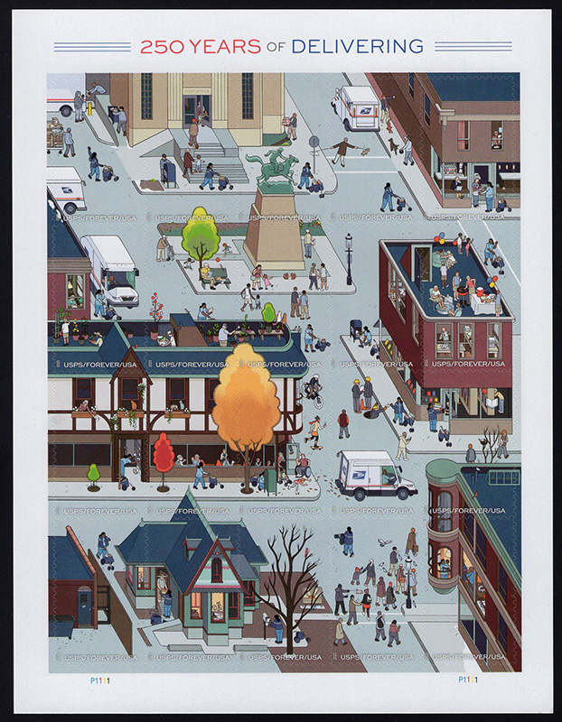 U.S. #6023a-t  250 Years of Delivering, Pane of 20