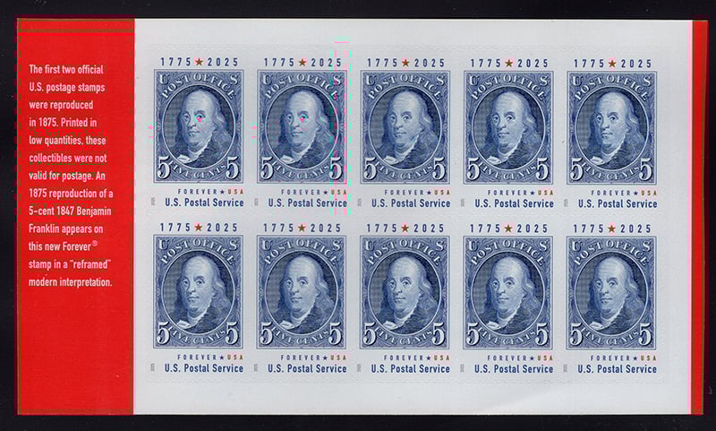 U.S. #6024a Benjamin Franklin, Booklet of 10, selvage left