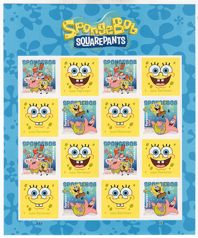 U.S. #6028 SpongeBob SquarePants, Pane of 16