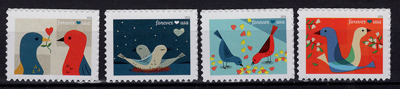 U.S. #6046-49 Love Birds 78c Set of 4 singles