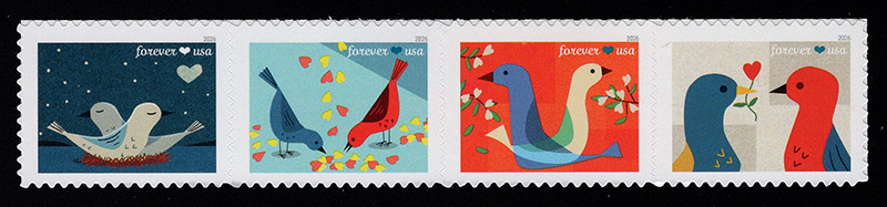 U.S. #6049a Love Birds 78c Strip of 4