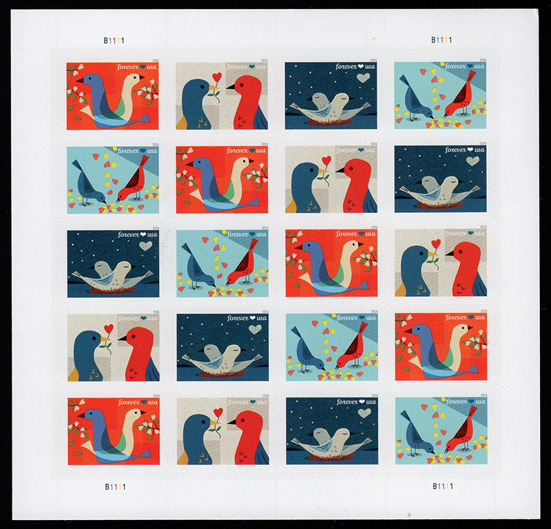 U.S. #6049a Love Birds 78c Pane of 20