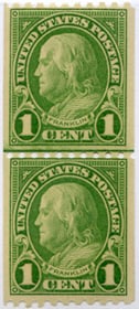 U.S. #604 1c Franklin Coil - MNH Line Pair