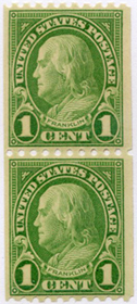 U.S. #604 1c Franklin Coil - MNH Pair
