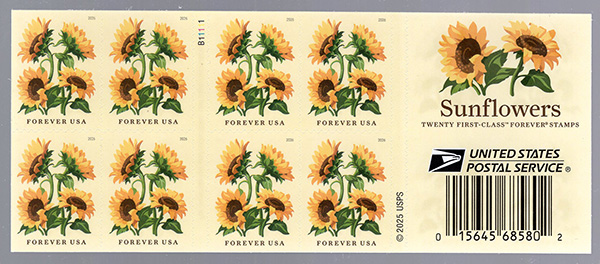 U.S. #6067 Sunflowers Pane of 20