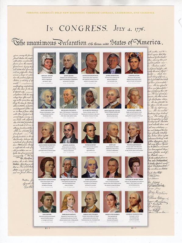 U.S. #6068 Figures of the American Revolution, pane of 25