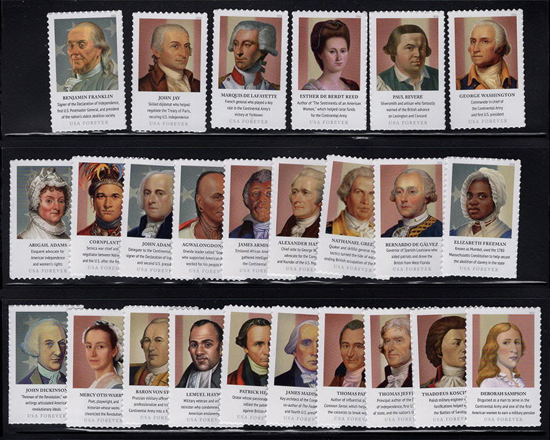 U.S. #6068a-y Figures of the American Revolution, 25 singles