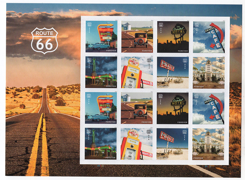 U.S. #6081 Route 66, Pane of 16