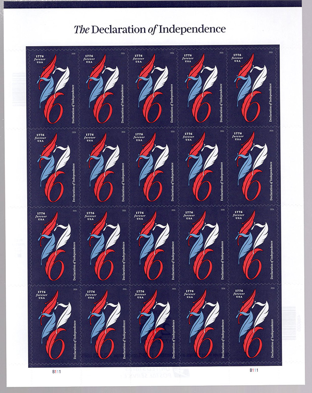 U.S. #6114 Declaration of Independence, Pane of 20