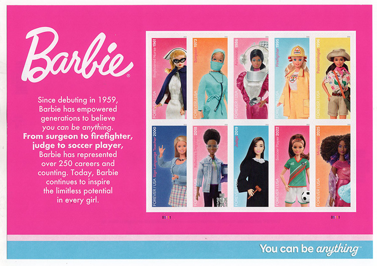 U.S. #6115 Barbie, Pane of 10