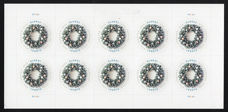 U.S. # 6118 Global Winter Wreath - pane of 10