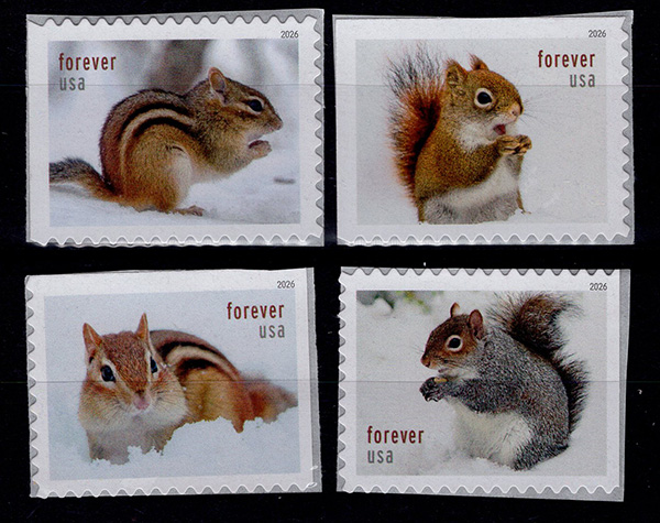U.S. #6123-26 Squirrels and Chipmunks, 4 singles