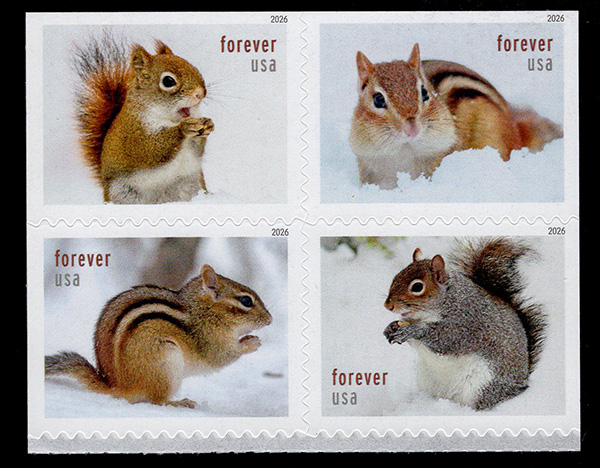 U.S. #6126a Squirrels and Chipmunks, Block of 4
