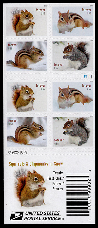 U.S. #6126b Squirrels and Chipmunks, Double-Booklet 20