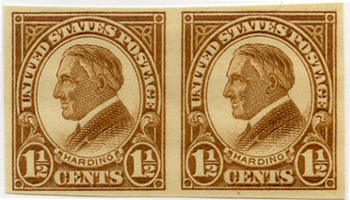 U.S. #631 11/2c Harding Imperforate - MNH Pair