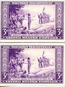 U.S. #755 Wisconsin Horizontal Line Pair