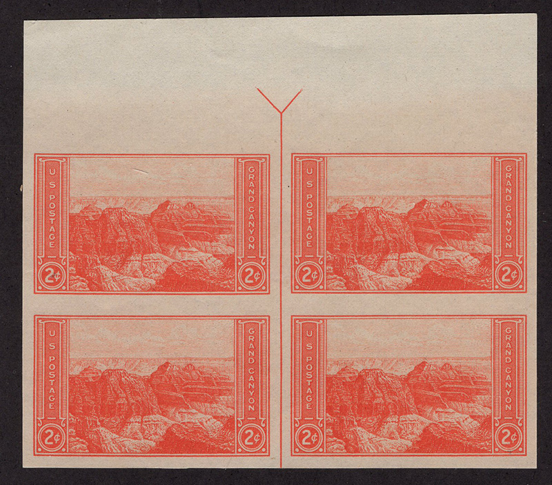 U.S. #757 Grand Canyon Vertical Line Block of 4 w/arrow top or bottom