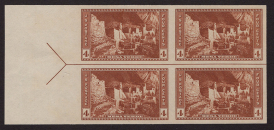 U.S. #759 Mesa Verde Horizontal Line Block of 4 w/arrow right or left
