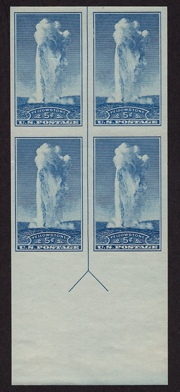 U.S. #760 Old Faithful Vertical Line Block of 4 w/arrow top or bottom
