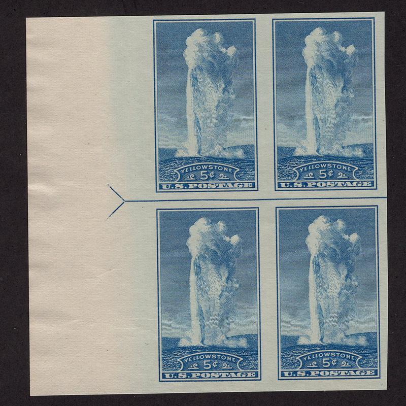 U.S. #760 Old Faithful Horizontal Line Block of 4 w/arrow right or left