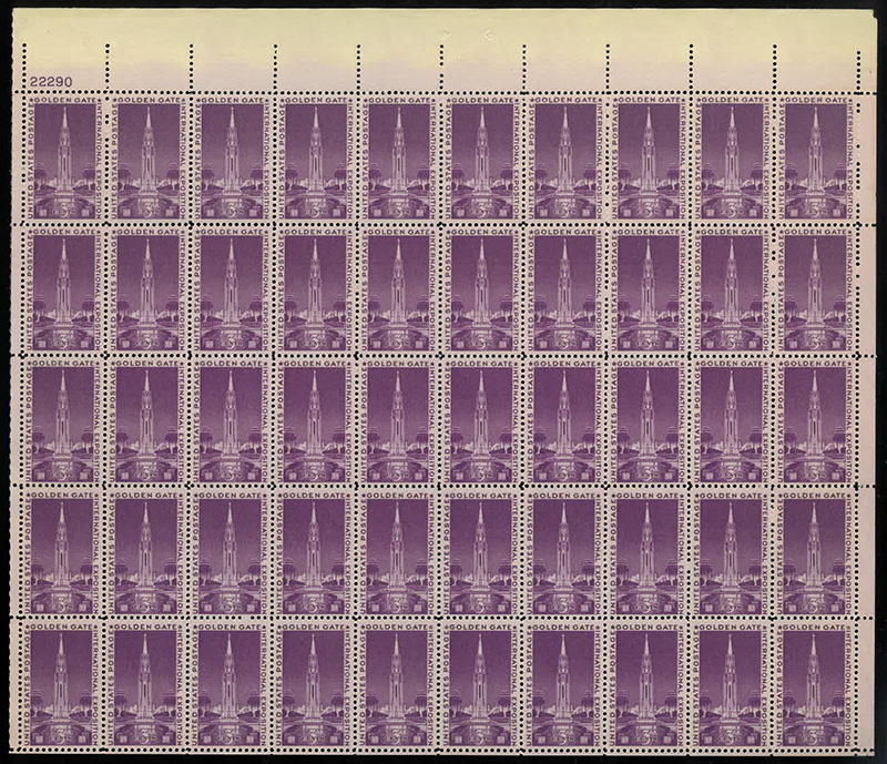 U.S. #852 Golden Gate Exposition MNH