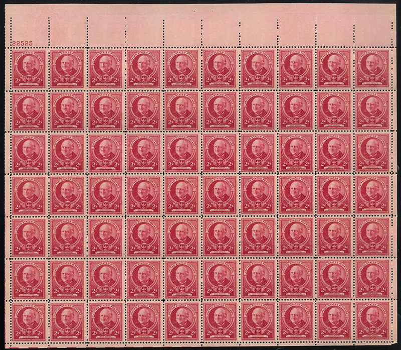 U.S. #870 Mark Hopkins Pane of 70