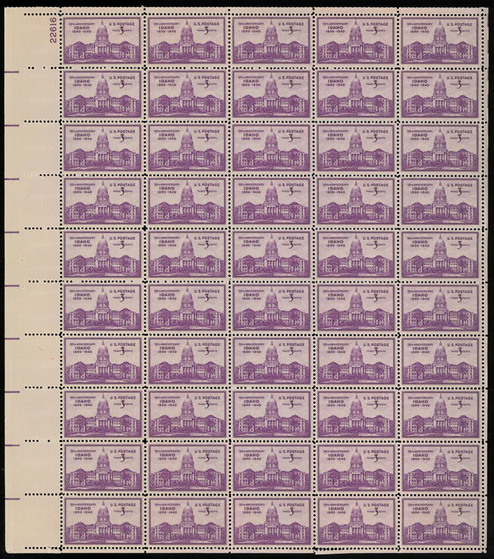 U.S. #896 Idaho Statehood Pane of 50