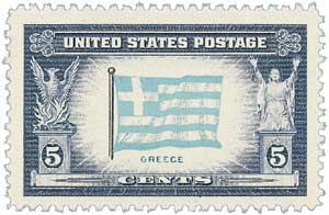 U.S. #916 Flag of Greece MNH