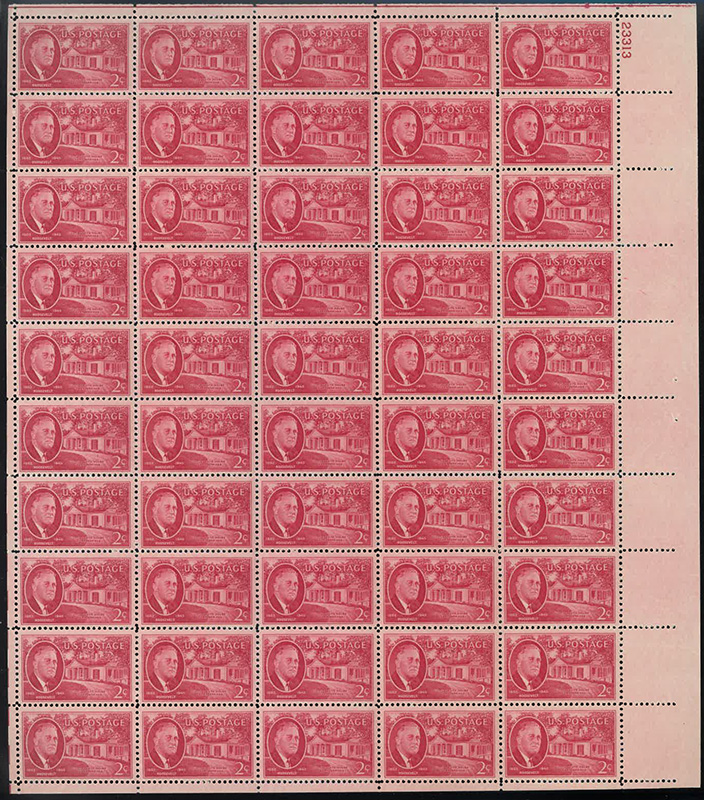 U.S. #931 FDR and Warm Springs 2c Pane of 50