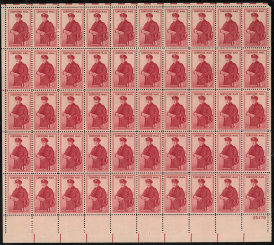 U.S. #FA1 Certified Mail Stamp pane of 50