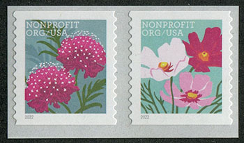 U.S. #5665a Butterfly Garden Flowers Coil Pair