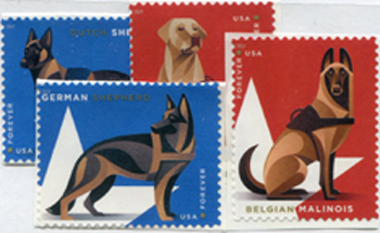 U.S. #5405-08 Military Working Dogs, 4 Singles