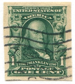U.S. #314 Franklin Imperforate 1c Used