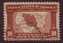 U.S. #327 Map of Louisiana Purchase 10c Used