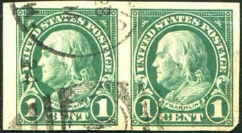 U.S. #575 1c Franklin Imperforate Used Pair