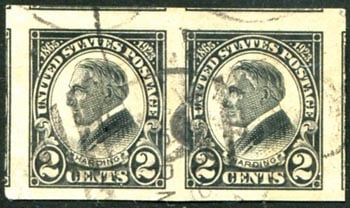 U.S. #611 Harding Memorial Imperf Used Pair
