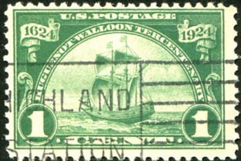 U.S. #614 Walloon Ship 'Nieu Nederland' Used