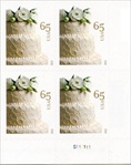 U.S. #4602 Wedding Cake 65c "2012" PNB of 4