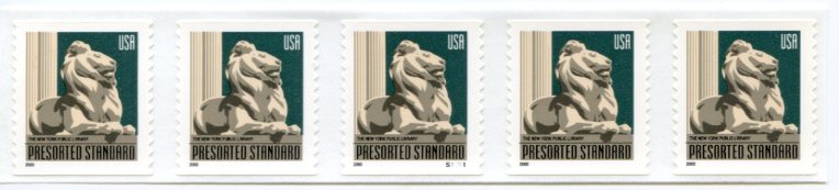 U.S. #3447 NY Public Library Lion PNC(5) #S33333