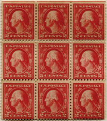 U.S. #467 Error in block of 9 Mint