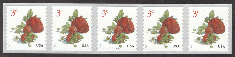 U.S. #5201 Strawberries Plate Number Coil of 5