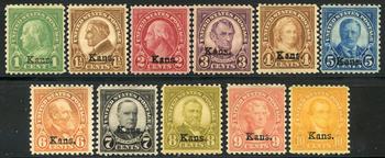 U.S. #658-68 Mint - Kansas Overprints - Complete Set